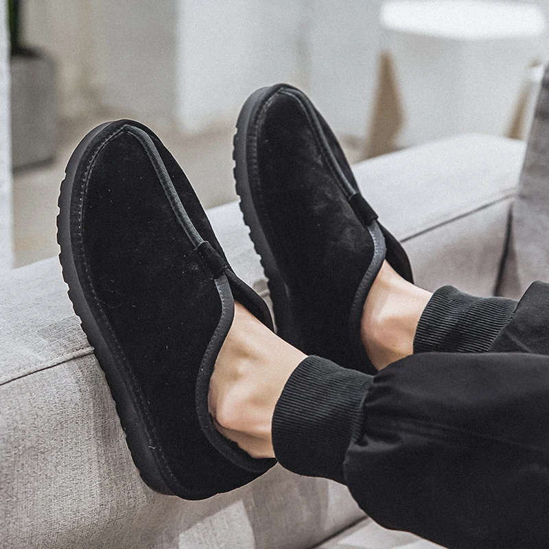 Winter Shoes For Men Boots Slip On Warm Fur Winter Sneakers Men Snow Boots Waterproof Ankle Boots Chaussure Homme Men