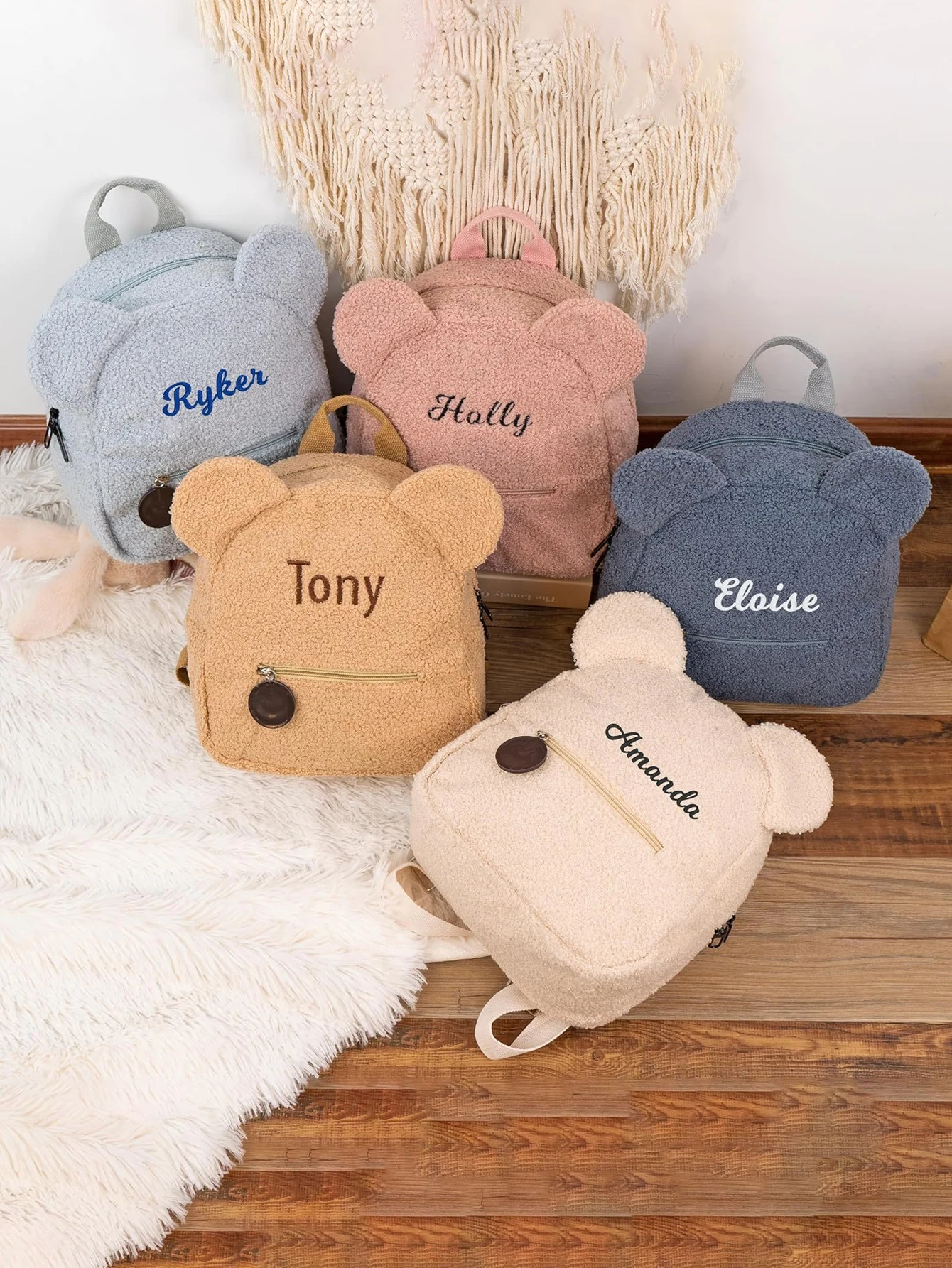 

Embroidered teddy bear backpack, travel backpack, plush cartoon handbag, storage backpack