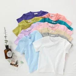 2-7T Toddler Kid Tshirt Summer Cotton Baby Boy Girls Clothes Short Long Sleeve Tee Top Casual Infant T Shirt Childrens Outfit