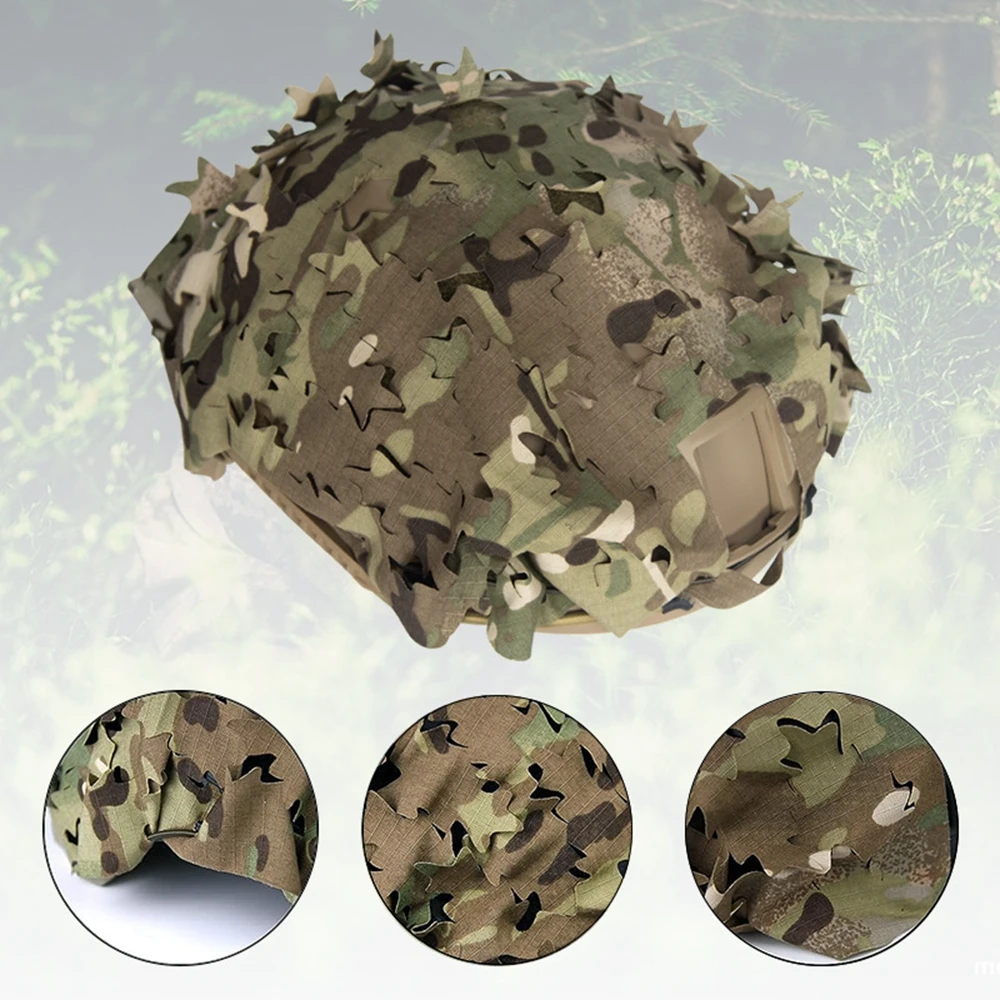 Juste de casque en maille pour airsoft, camouflage 3D, découpé au laser, en forme de cuir chevelu, pour paintball, parachutiste, chasse, accessoires