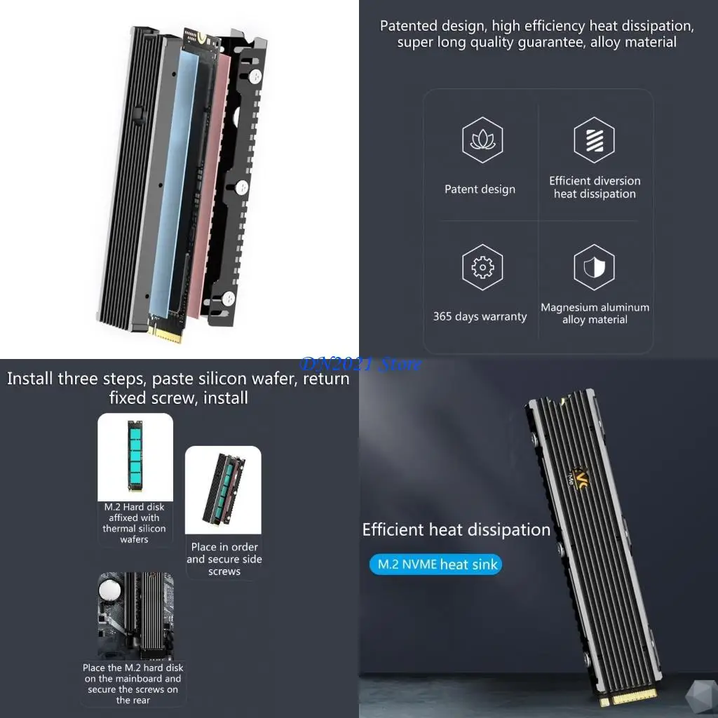 F3KE Aluminio PCI-E NVME para disipadores térmicos M.2 NGFF SSD para disco duro estado sólido M.2 NVME