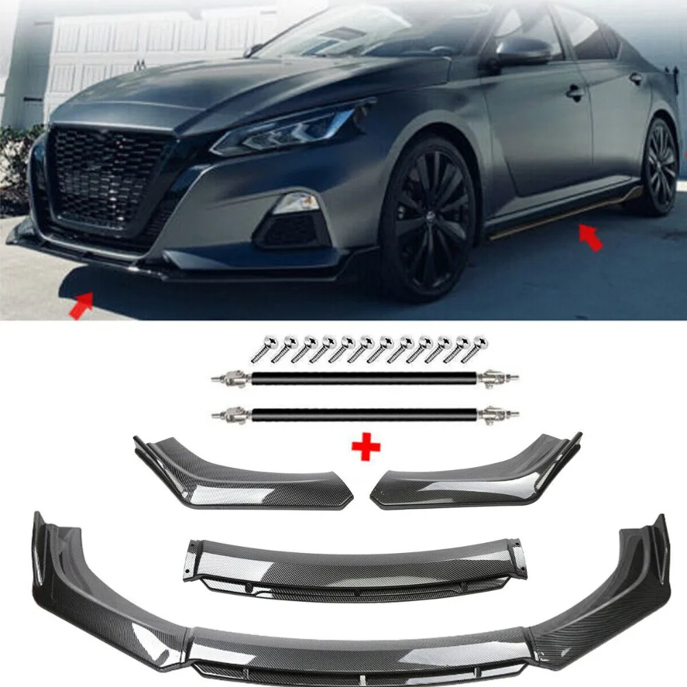 

For Nissan Altima 2019-2023 Front Bumper Lip Splitter Spoiler Carbon Fiber Strut Rod United States