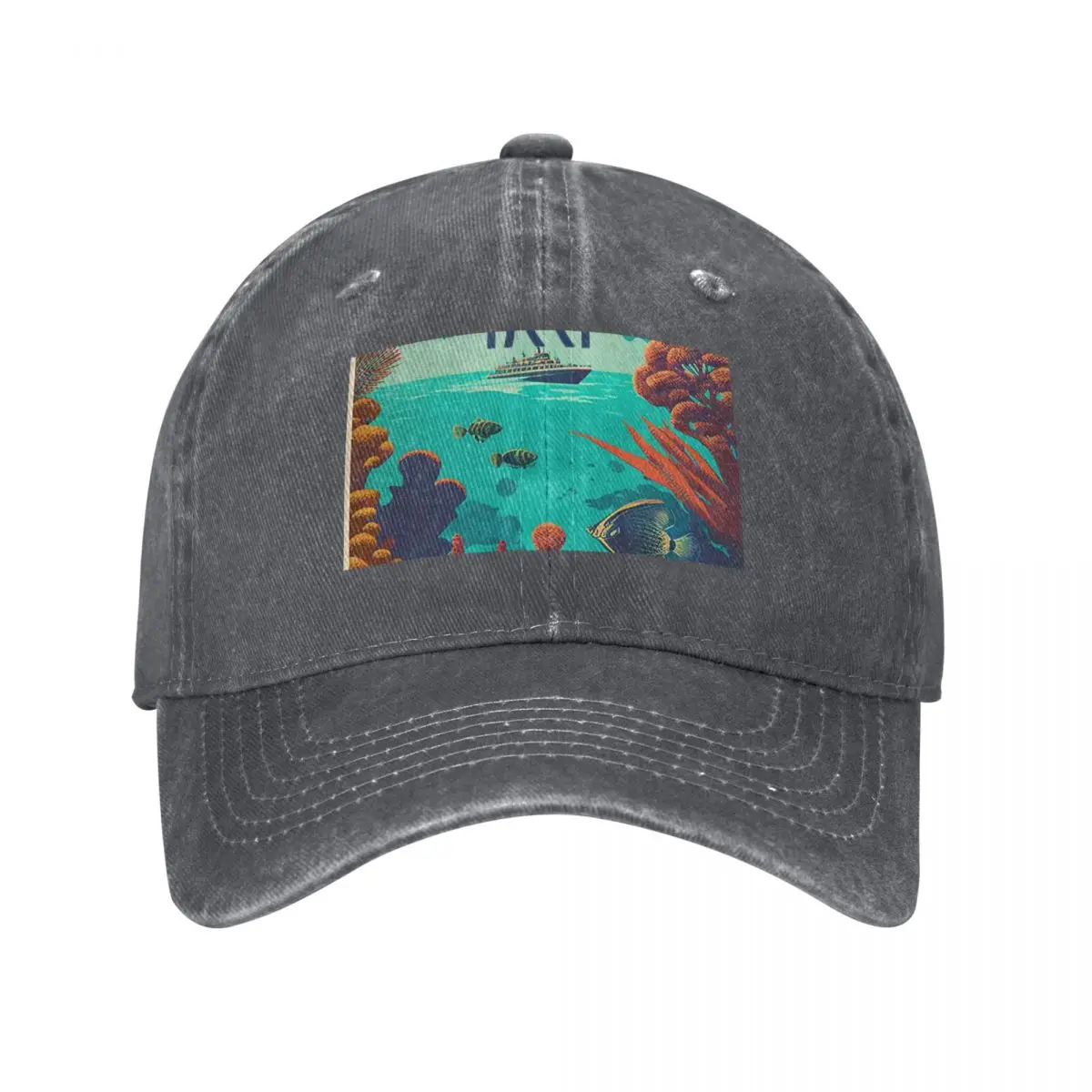 Great Barrier Reef Australia Vintage Travel Art Poster Baseball Cap Fashion Beach Snap Back Hat Men's Hats Women's