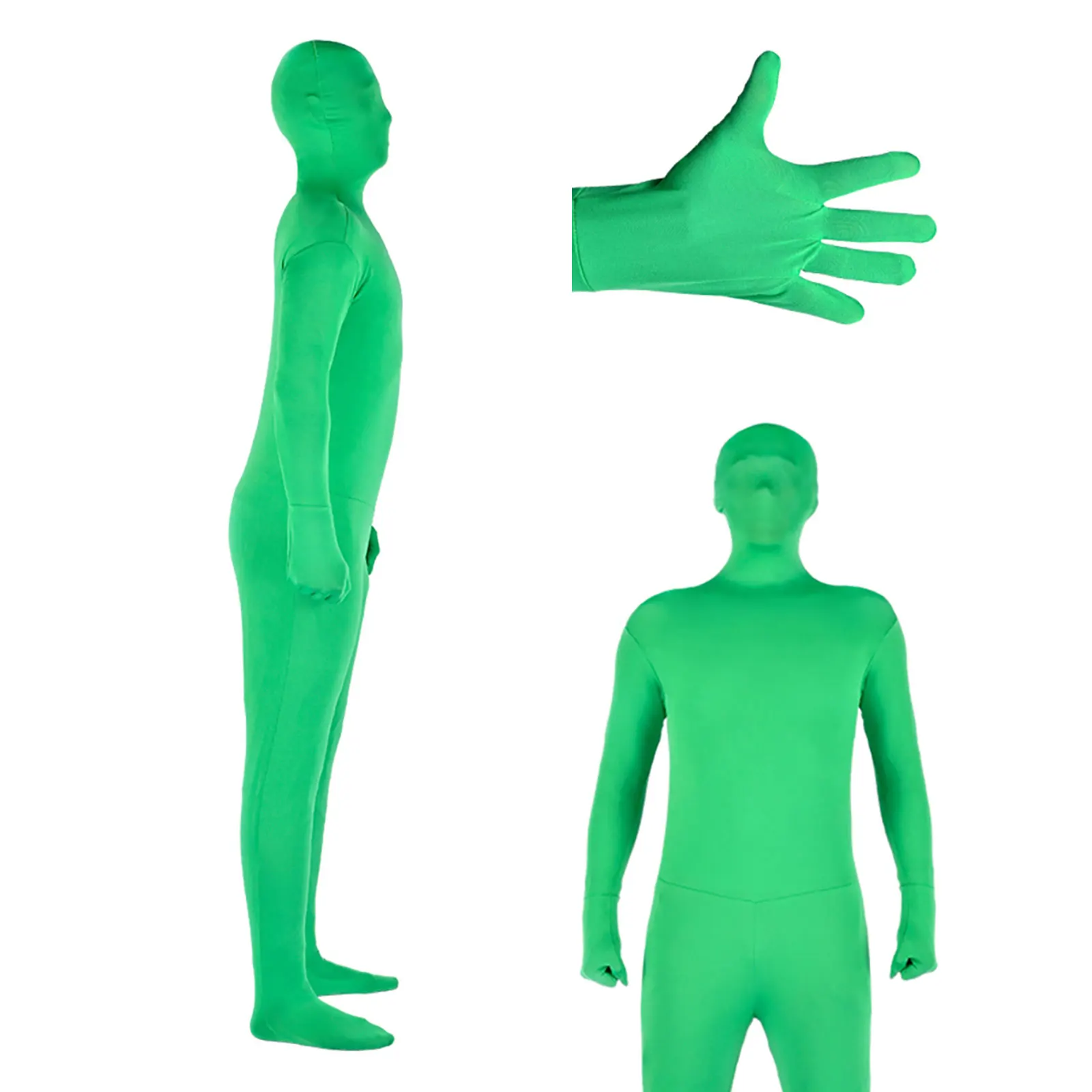 Green Screen Bodysuit Body Suit Stretch Adult Costume Full Body Greenman Suit for Photography Photo Film Men and Women Adult