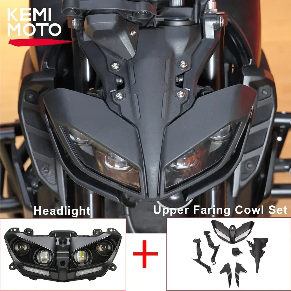 

Headlight MT09 2017-2020 LED Light Cover Motorcycle Front Head Cowl Upper Nose Fairing Holder Cover Set Waterproof MT 09 MT-09