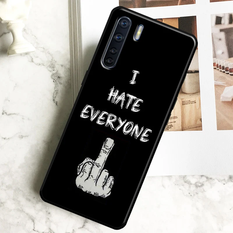 Cartoon Middle Finger Case For OPPO A96 A76 A77 A78 A74 A94 A5 A9 A31 A53 A52 A72 A91 A93 A15 A16 A17 A57s A54s