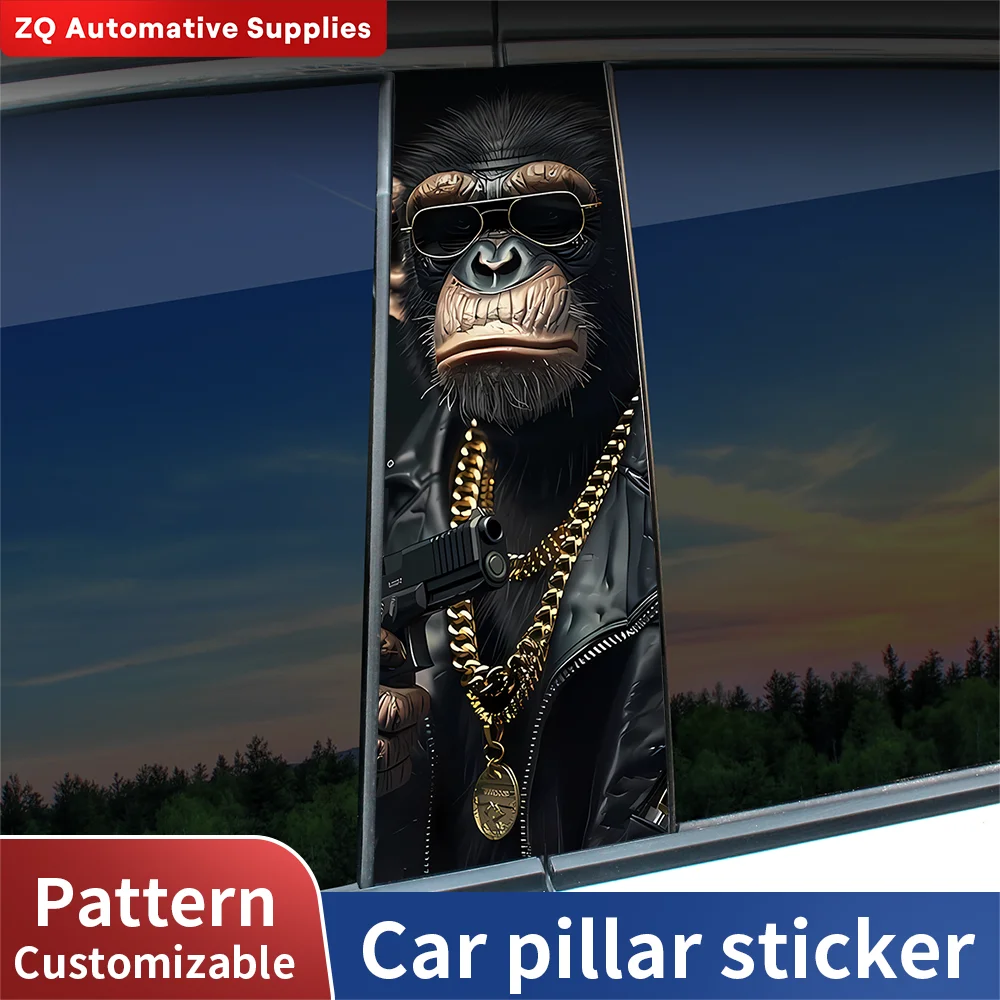

Cool Orangutan Car Stickers Auto B Pillar Waterproof Decoration Cover Scratches Car Doors Pillar Sunscreen Decals Accessories