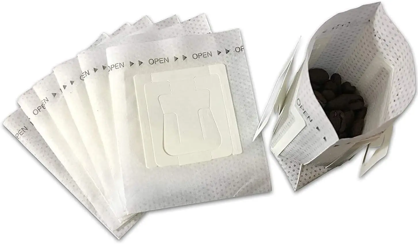 50 Pcs Disposable Coffee Filter Bags for Single Serve Drip Coffee, Portable Hanging Ear Design for Travel, Camping, Home, Office