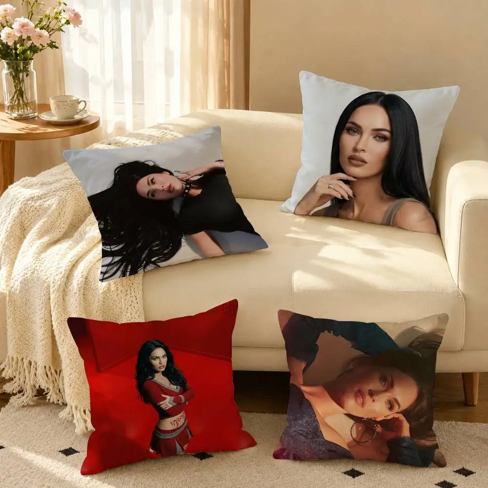 Actress M-Megan Fox  Square Double-Sided printed Pillow Case Bedroom Bedside Pillow Sofa Cushion Cover