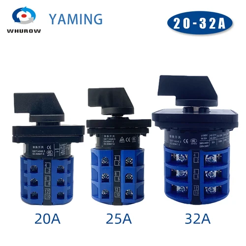 Imagen 2 del producto Interruptor de cambio 0-3 posiciones 20/25/32A Perilla de tres niveles Interruptores de leva giratorios Interruptor de motor LW26 YMW26-32/3