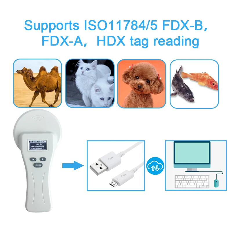 Imagem -05 - Scanner Rfid Contínuo Bluetooth Compatível Fdx-b Hdx Animal id Chip Microchip Tag Reader para Pecuária Fdx-b 134.2khz Frd5410