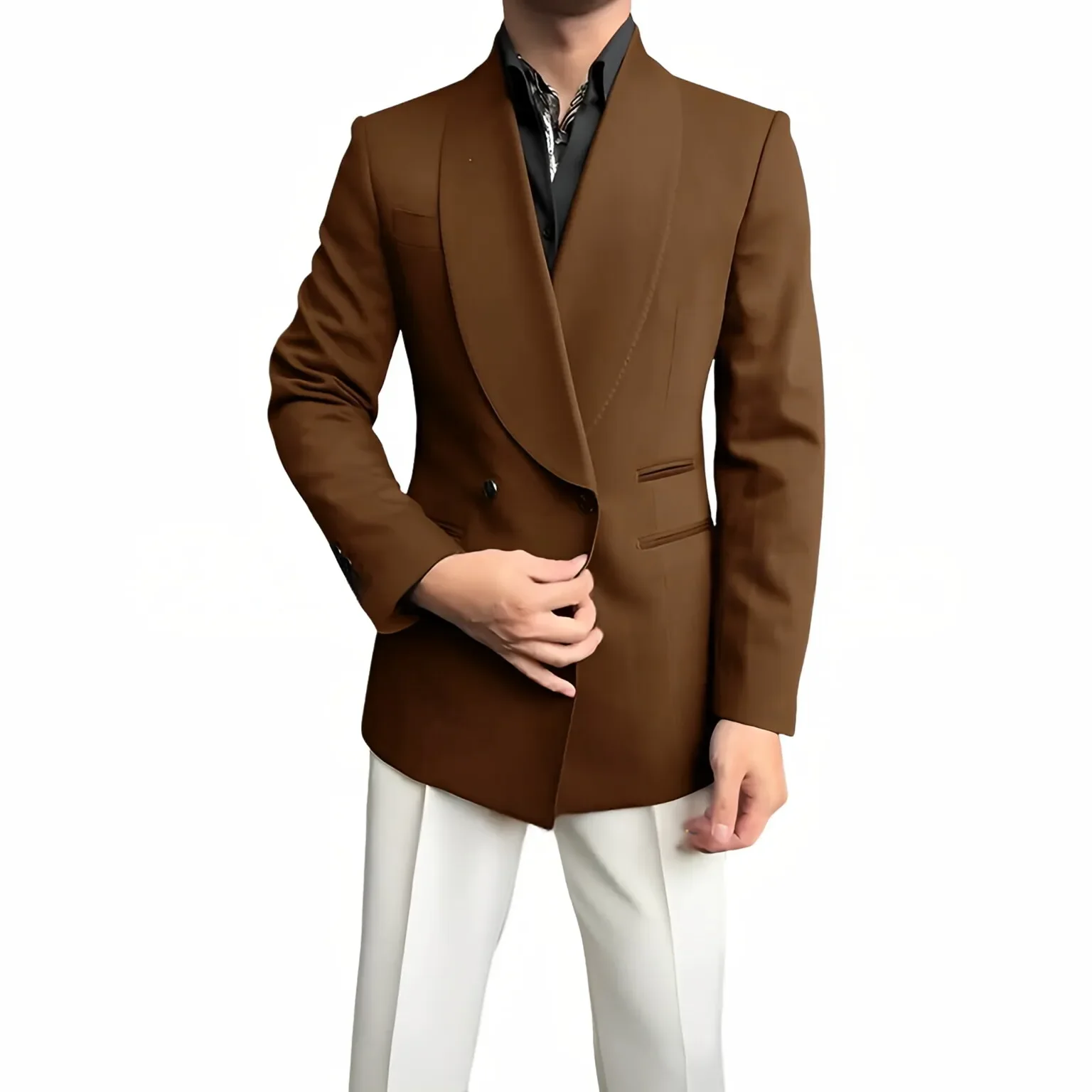 Elegant men's suit 2-piece (jacket+pants) Dark green double-breasted custom premium tuxedo wedding cocktail Banquet Xmas party