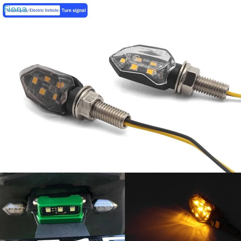 ✔Universal Mini Motorcycle Smoke Lens Turn Signal Light 5 LED 12V Amber Blinker Indicator Lamp Two Wire