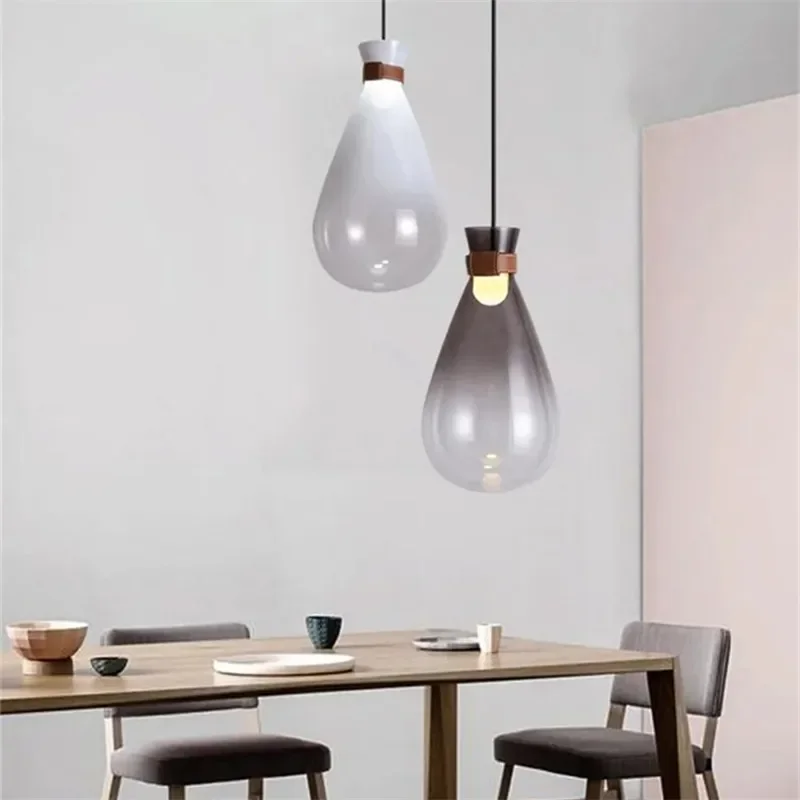 Water Droplets Glass Pendant Light Glass Bottles Ceiling Chandelier Hotel Restaurant Coffee Hanging Lamp Living Room Mood Light