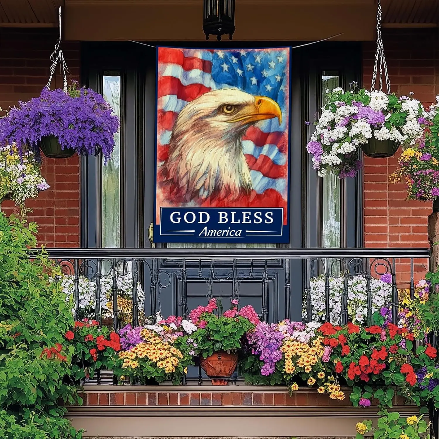 Patriotic American Flag House Flag Bald Eagle God Bless America House Flags 28 x 40 Inch Double Sided Summer Fall Garden Fla EEZ