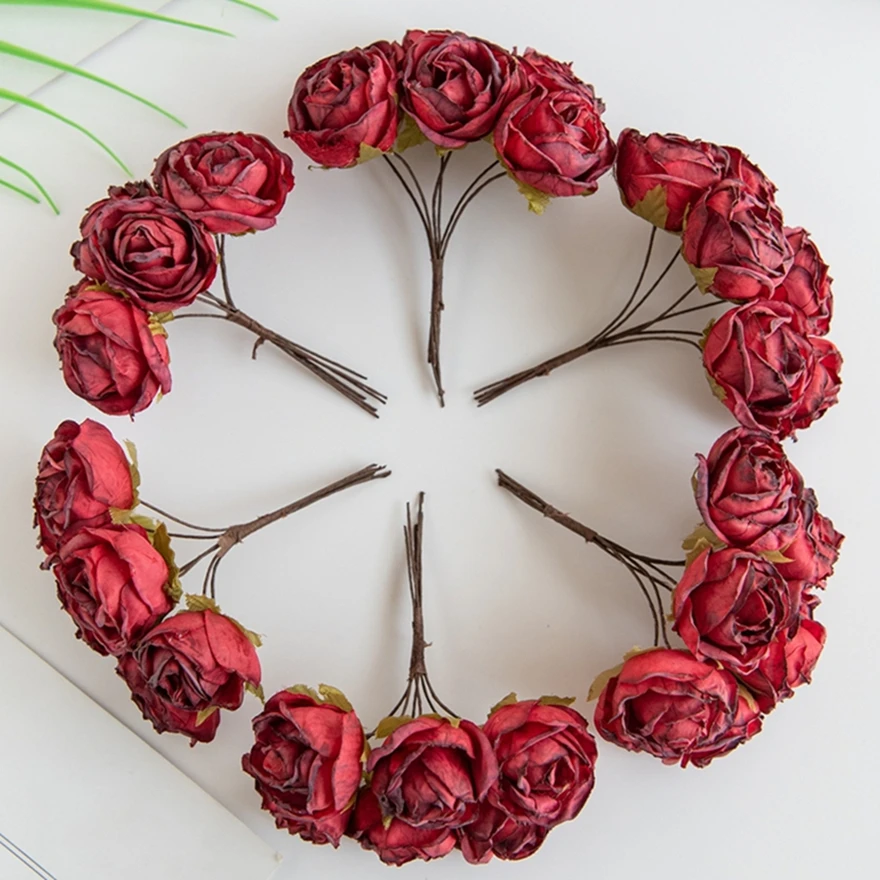 

1PC Artificial Flowers Fake Silk Rose Wreath Colorful Centre Accessory Home Table Decor Floral Arrangement Wedding Bride Bouquet