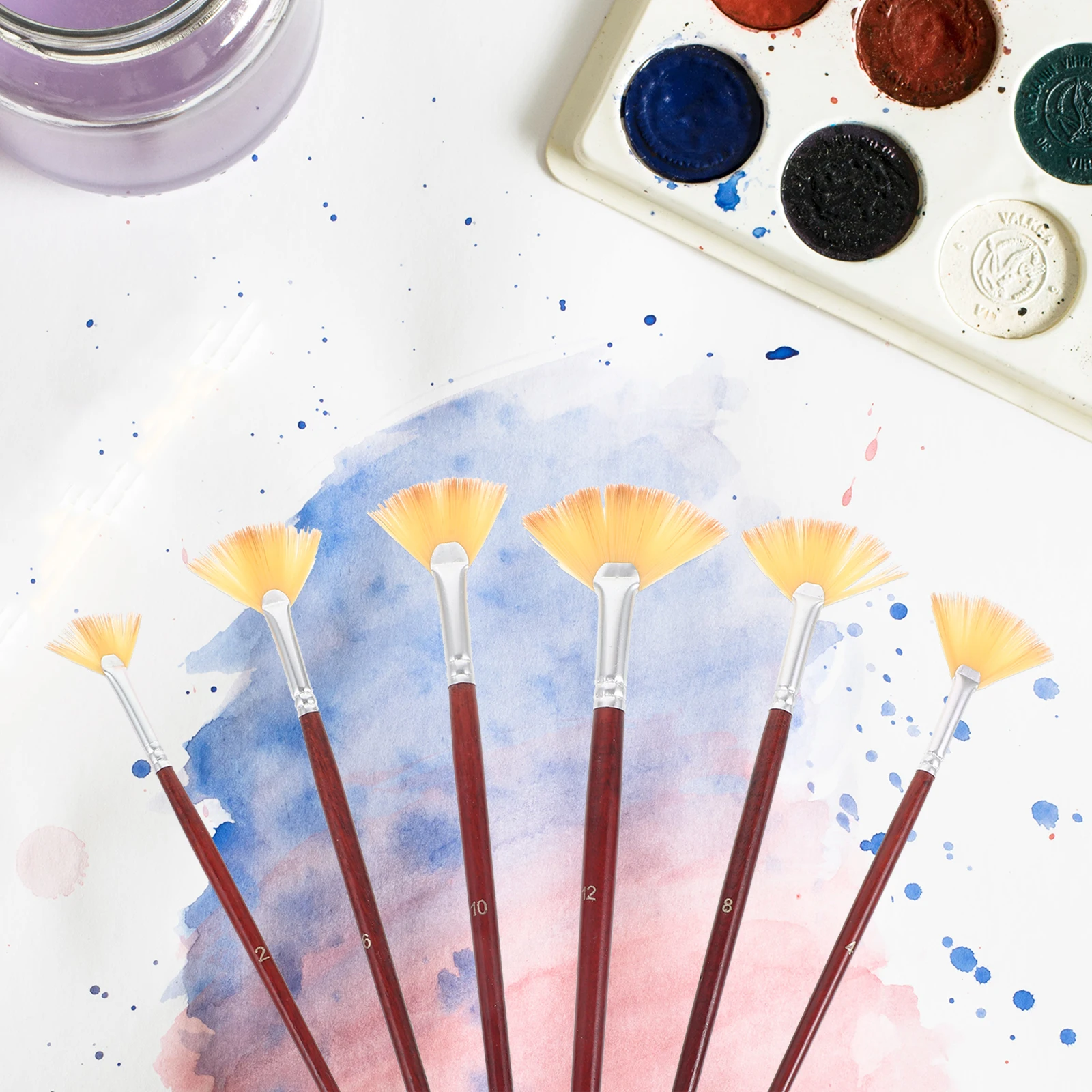 

6pcs Fan Shaped Paint Brush Set Artist Painting DIY Acrylic Brushes Watercolor Ergonomic Portable Teen Gift Student Supply