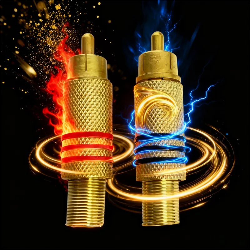 1/2/5/10pcs RCA Male Plug Connector Non Solder Gold Plated Red+Black Audio Cable Adapter for Video Camera CCTV Camera Security