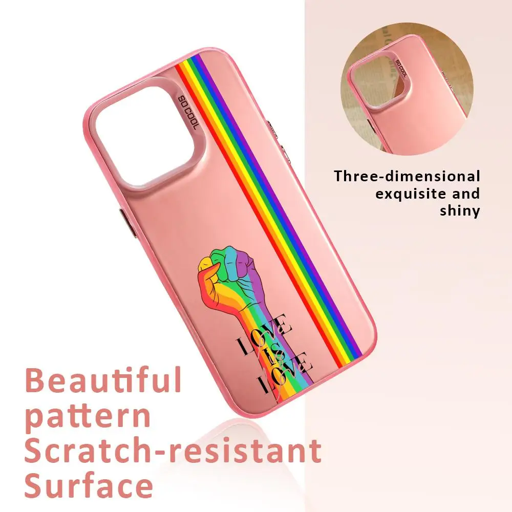 LGBT فخر العلم مثليات جراب هاتف آيفون 17 16 15 14 13 12 11 برو ماكس الهواء الملونة ماتي الليزر أورورا للصدمات