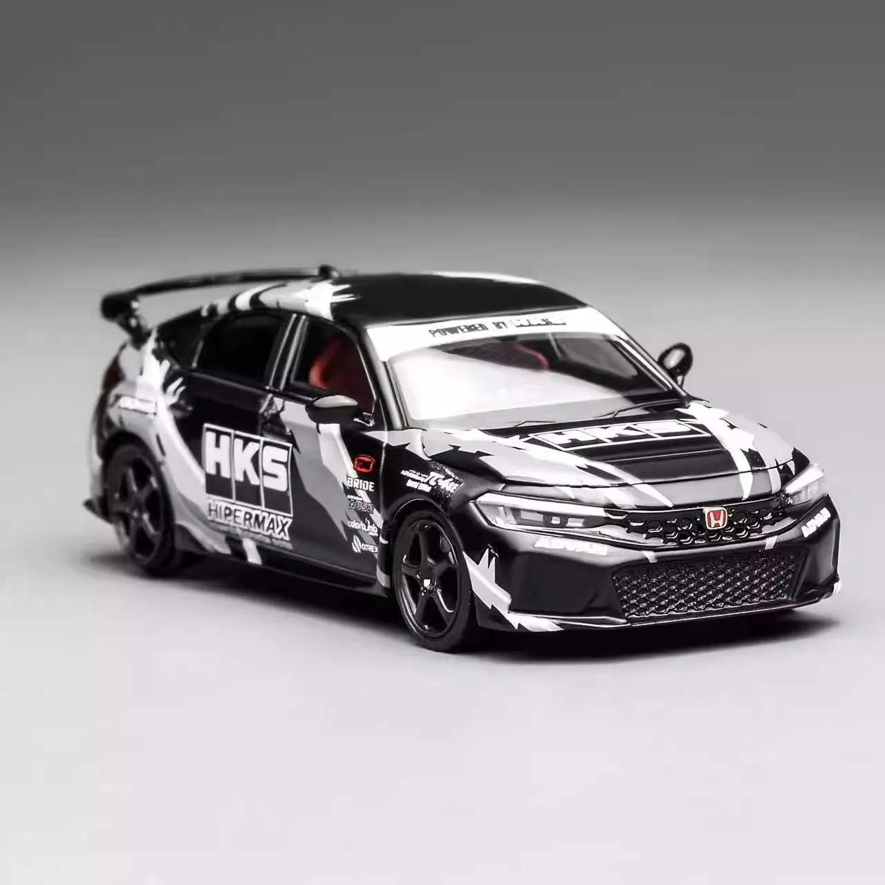 

Модель автомобиля Motorhelix 1/64 Honda Civic Type R FL5 HKS Livery, матовый черный цвет