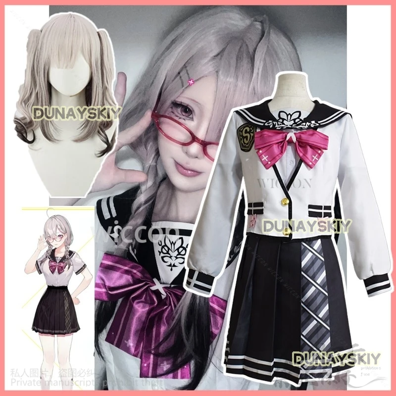 Anime Vtuber Virtual Idol Sukoya Kana Cosplay Costume JK School Uniform Dress Lolita Wigs For Halloween Christmas Customized