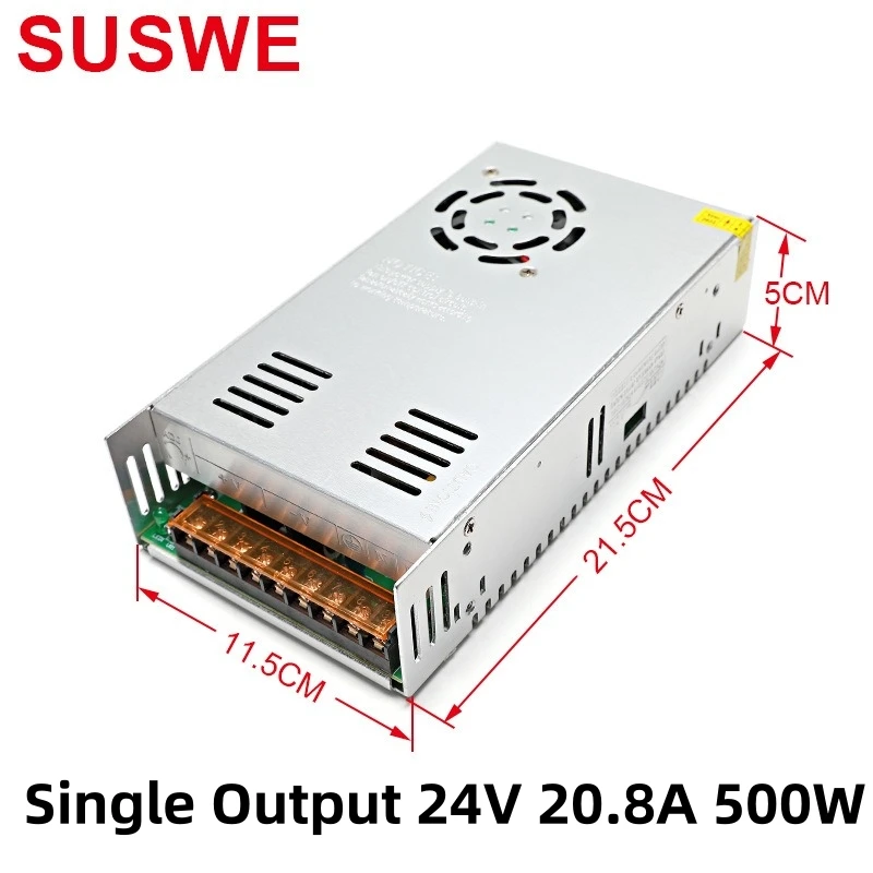 AC 100-240V  Single Output Switching Power Supply DC 24V 500W 20.8A Adapter for LED Light Strip 3D Printer SUSWE