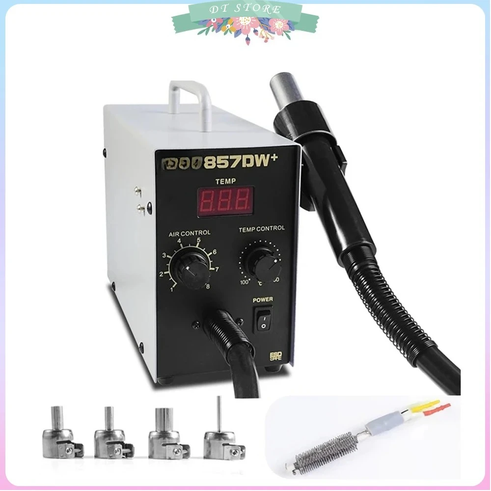 857DW+ Adjustable Hot Air Gun Soldering Station Heater Helical Wind Air Gun SMD Rework Station