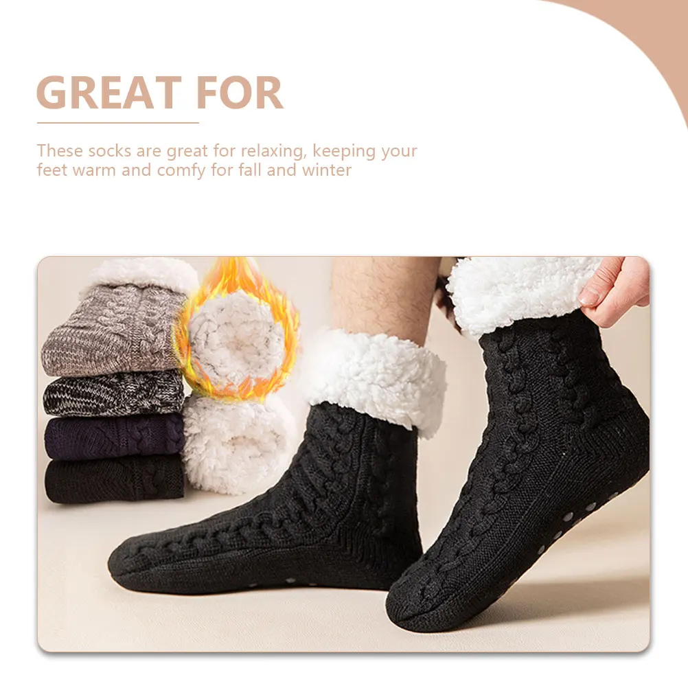

Christmas Stockings with Velvet Girls Socks Slipper Women Weave Acrylic Thermal Gripper Baby