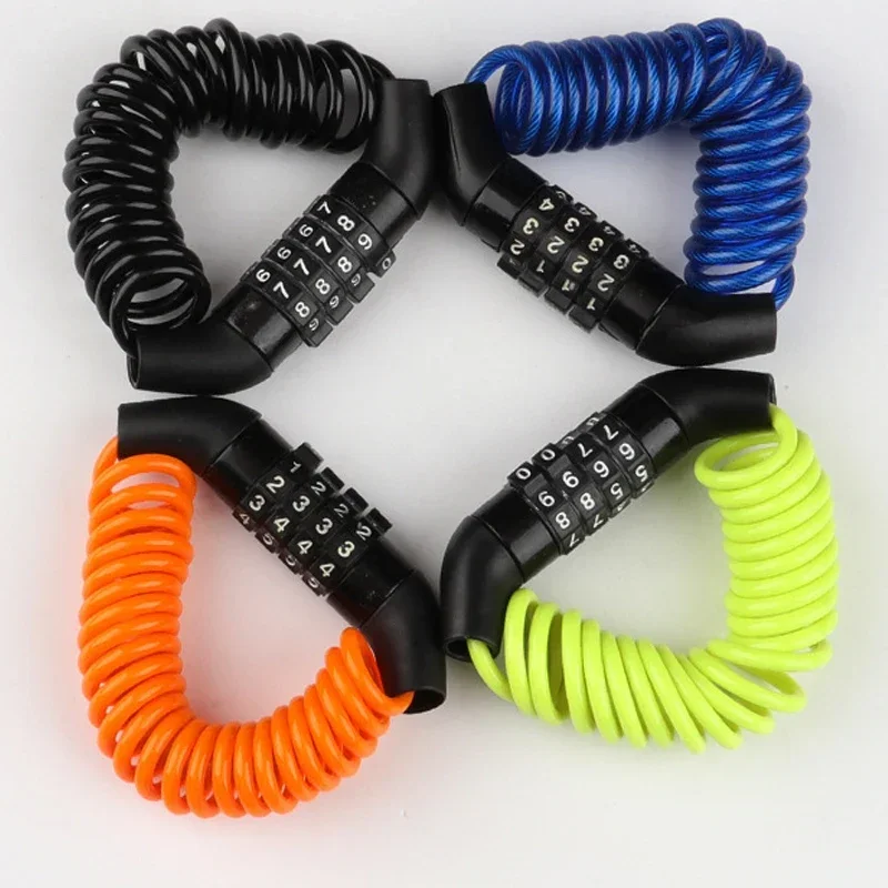 Motorcycle Bicycle Anti-Theft Chain 4-Digit Password Combination Helmet Lock Safety Portable Cable Lock Durable Wire Rope