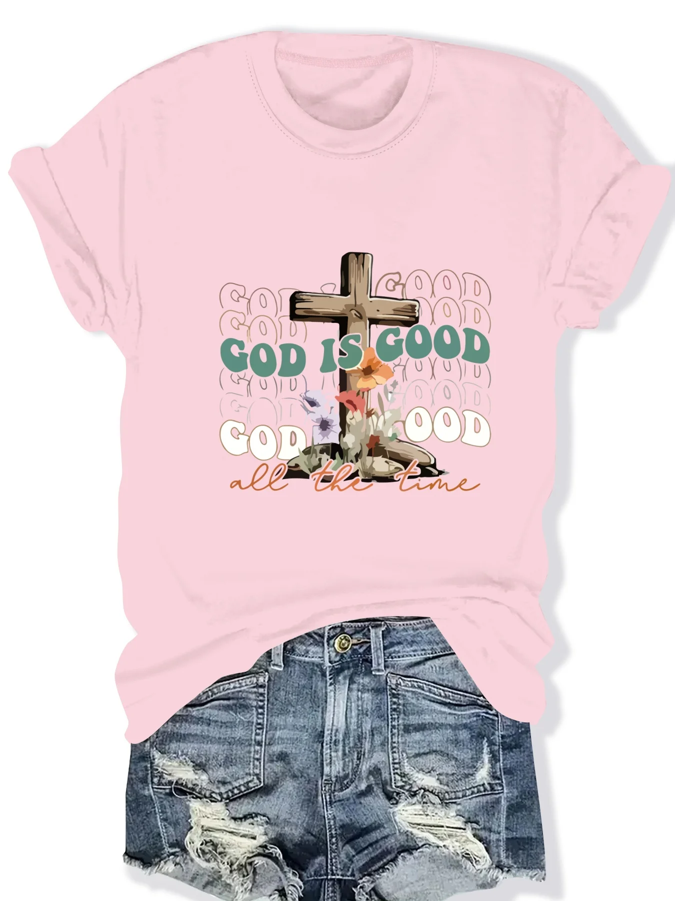 

Fashionable Ladies round Neck Short Sleeve T-Shirt with Letter Pattern Print Casual Comfortable Women's Top