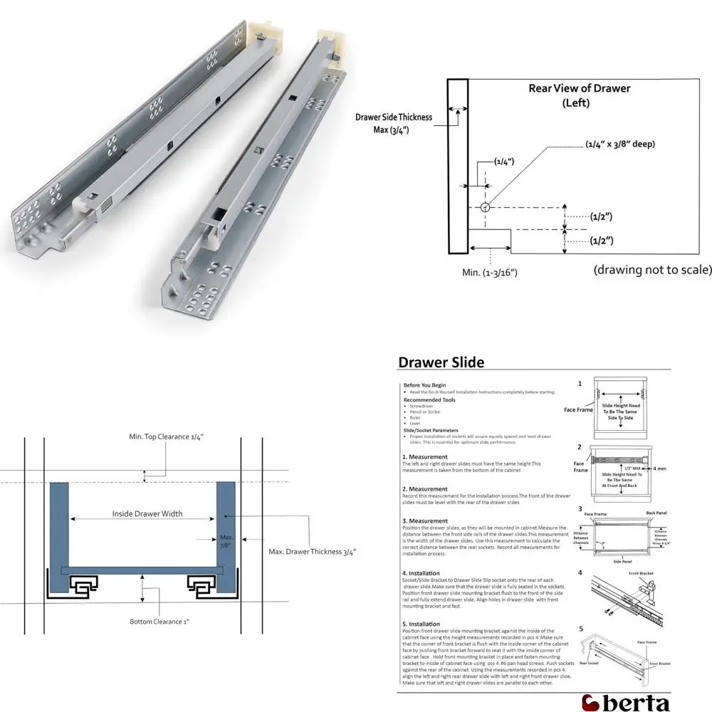 

3 Pairs Promark Concealed Undermount Soft Close Full Extension Slide Pair (18 inches)