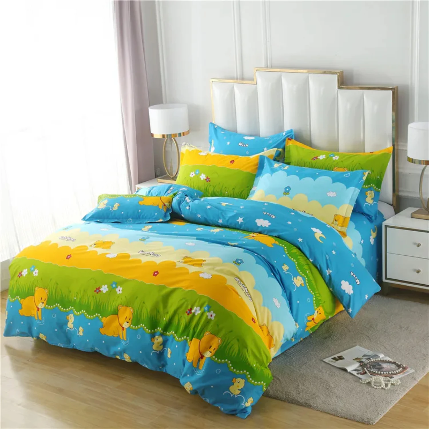 

﻿ 100% Cotton Bedding Comforter Cover Set with Pillowcase housse de couette 220x240 Duvet Cover set Animals Print King Size