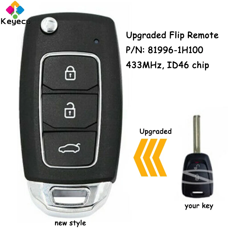 

KEYECU Upgraded Flip Remote Control Car Key With 433MHz ID46 Chip for Kia Ceed 10/2006 2007 2008 07/2009 Fob P/N: 81996-1H100