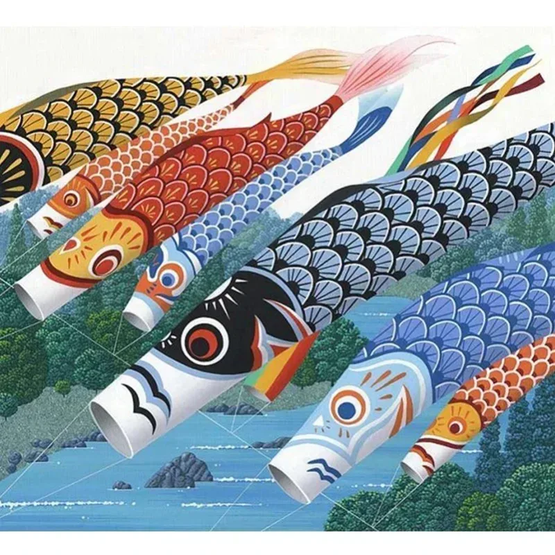 40cm japonais carpe Windsock Streamer poisson drapeau cerf-volant dessin animé poisson coloré Windsock carpe vent chaussette drapeau Koinobori cadeau nouveau