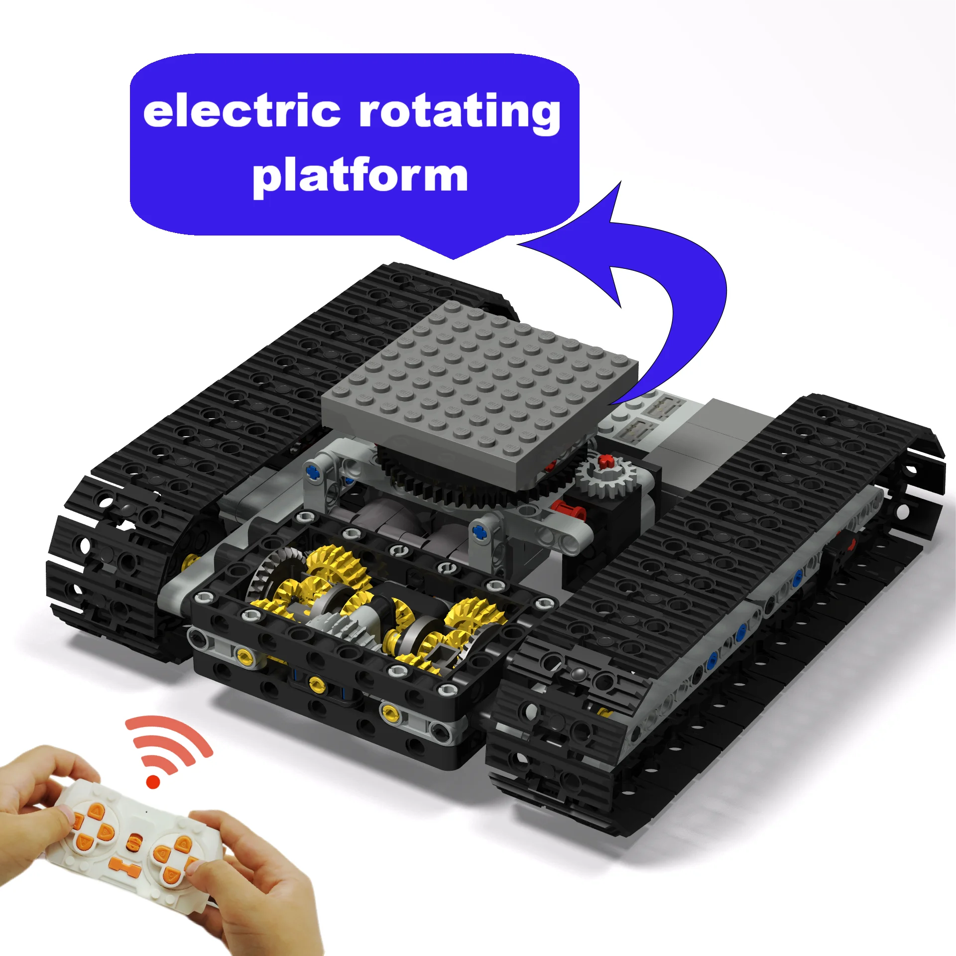 Teknik RC yapı taşı parçaları MOC tankı ekskavatör paletli şasi dönebilir yaratıcı platformu direksiyon dişli diferansiyel oyuncak