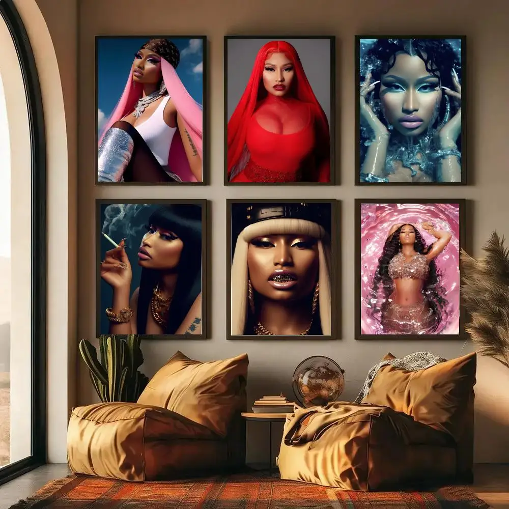 1pc Nordic Pop Music Rapper N-Nicki M-Minaj Poster Self-adhesive Art Waterproof Paper Sticker Coffee House Wall Decor
