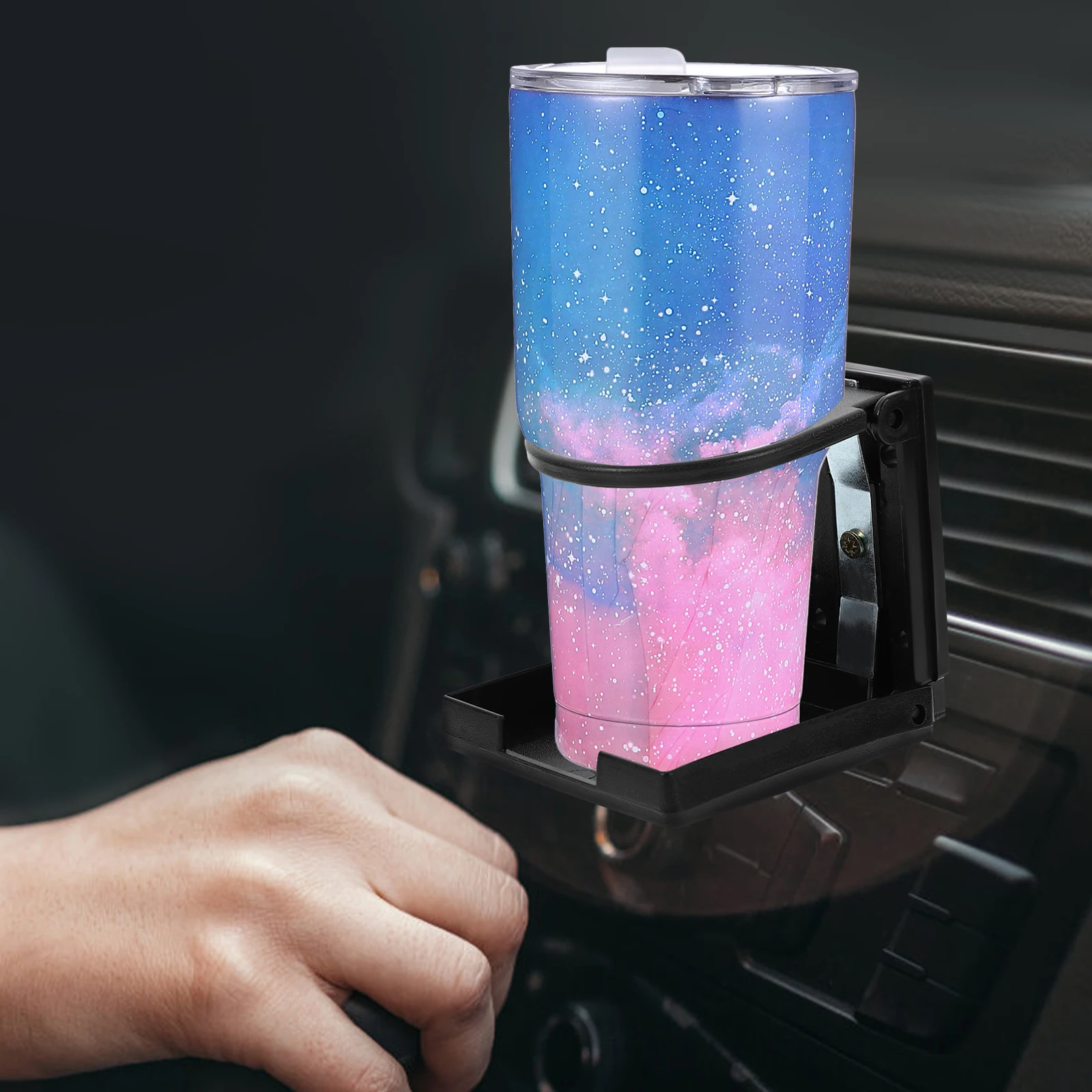 

1pc Cup Holder Car Accessory Black Bottle Container Stand for Travel Space Saving Convenient Water Storage Car Bottle