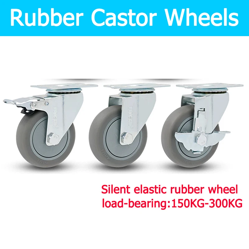 

Castor Wheels 1.5/2/3/4/5 Inch Upgraded Mute Heavy Duty 150KG-400KG With Screws And Gaskets For Furniture Cart ﻿