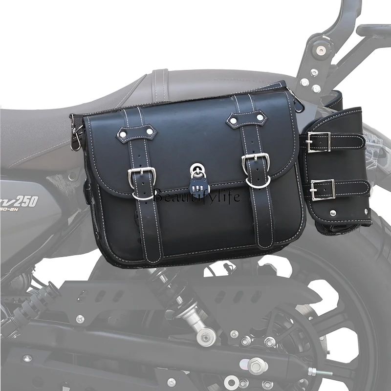 Classic Retro Fashion Canvas Side Bag Waterproof and Sun Protection Motorcycle Modification Accessories