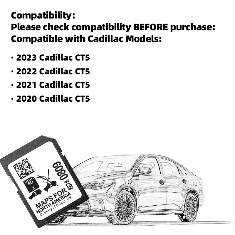 for Cadillac CT5 2020-2023 Vehicle Sat Nav GPS Cover Update North America Maps SD Card Navigation System 8678-0809 Accessories