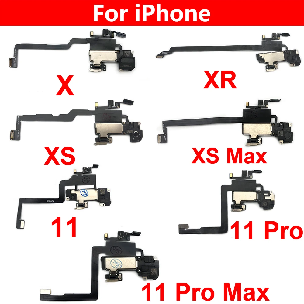 Ear Earpiece Speaker Sound For iPhone X XR XS 11 Pro Max 15 Plus Earphone Top Receiver Promixity Light Touch Sensor Flex Cable 