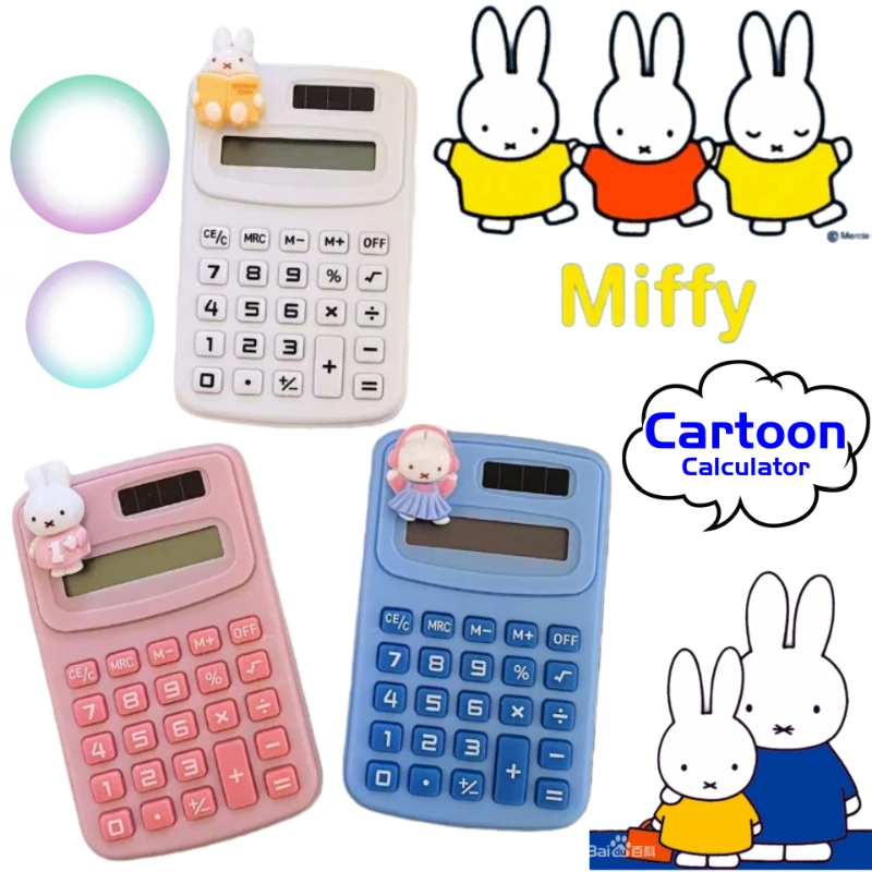 Miffy cartoon-themed cute mini calculator portable for students compact and silent calculator dedicated for study and exams