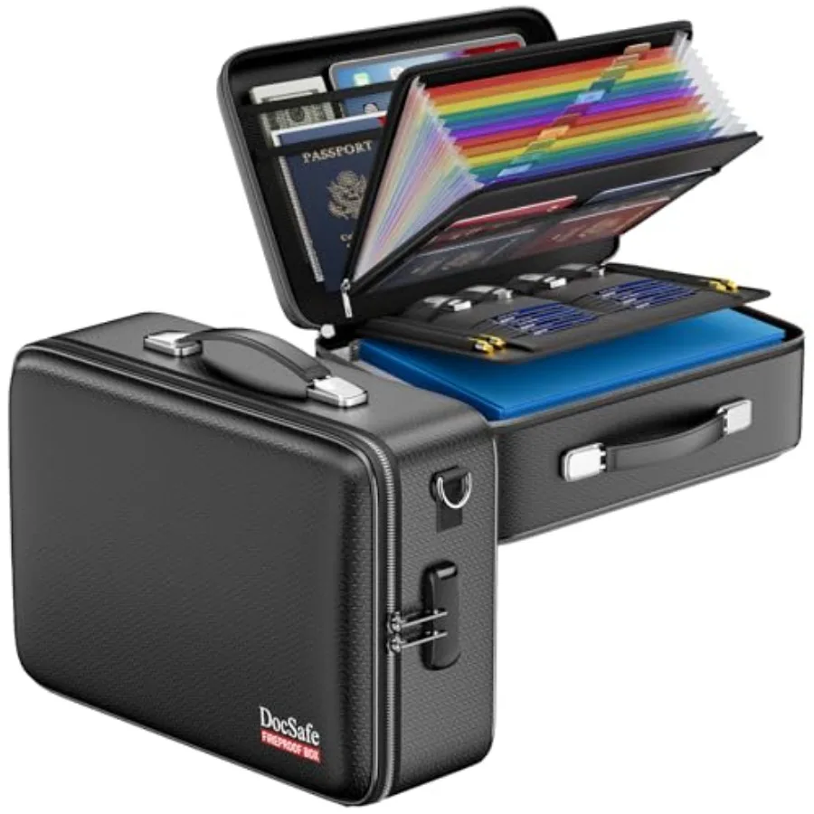 

Огнестойкий ящик для документов с замком, жесткий органайзер для файлов с папками-гармошками, огнестойкий водонепроницаемый сейф для дома