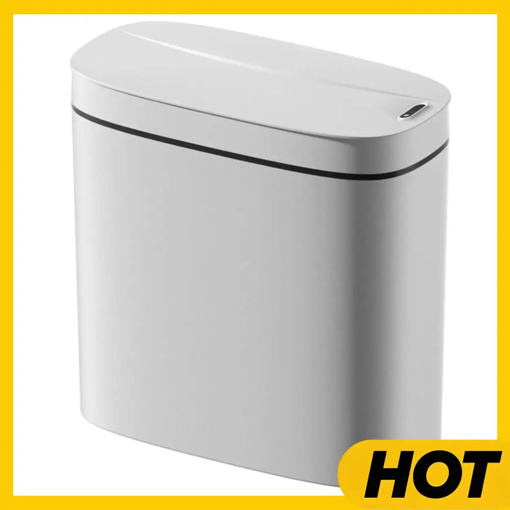 

14л автоматический мусорный бак с крышкой, интеллектуальный бесконтактный мусорный бак IPX5, водонепроницаемый электрический мусорный бак для узкой ванной комнаты