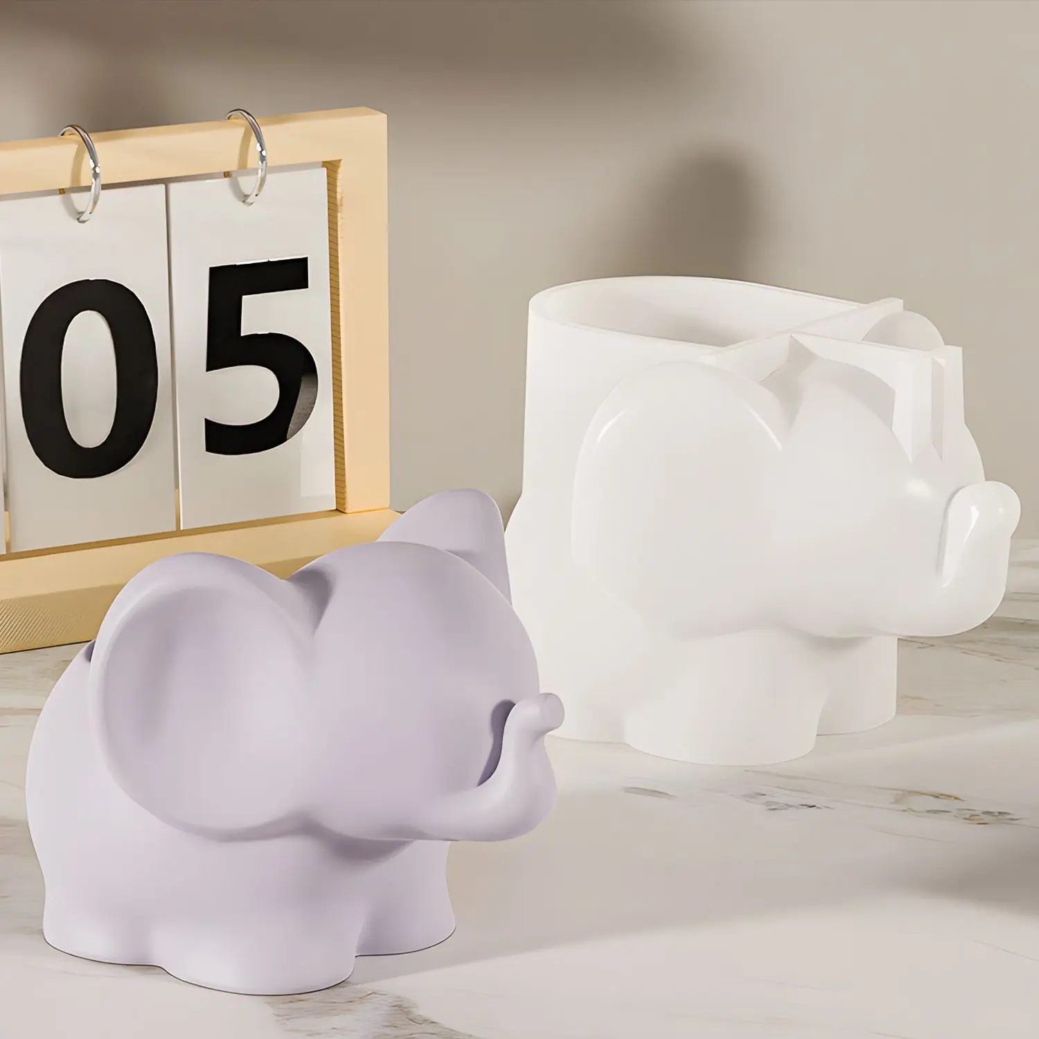 DIY Elephant Storage Cup Resin Mold Cute Pen Holder Vase Decoration Plaster Silicone Mold view 6