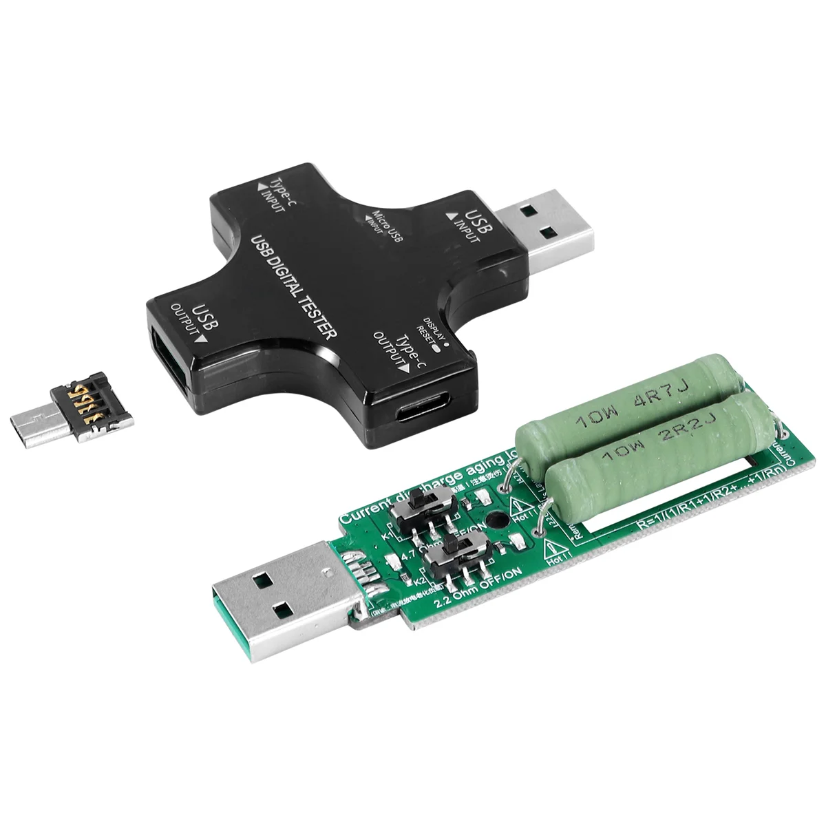 Tester USB C 2 w 1 Tester USB typu C Kolorowy ekran Multimetr cyfrowy IPS, napięcie, prąd, moc, temperatura, z ładowarką