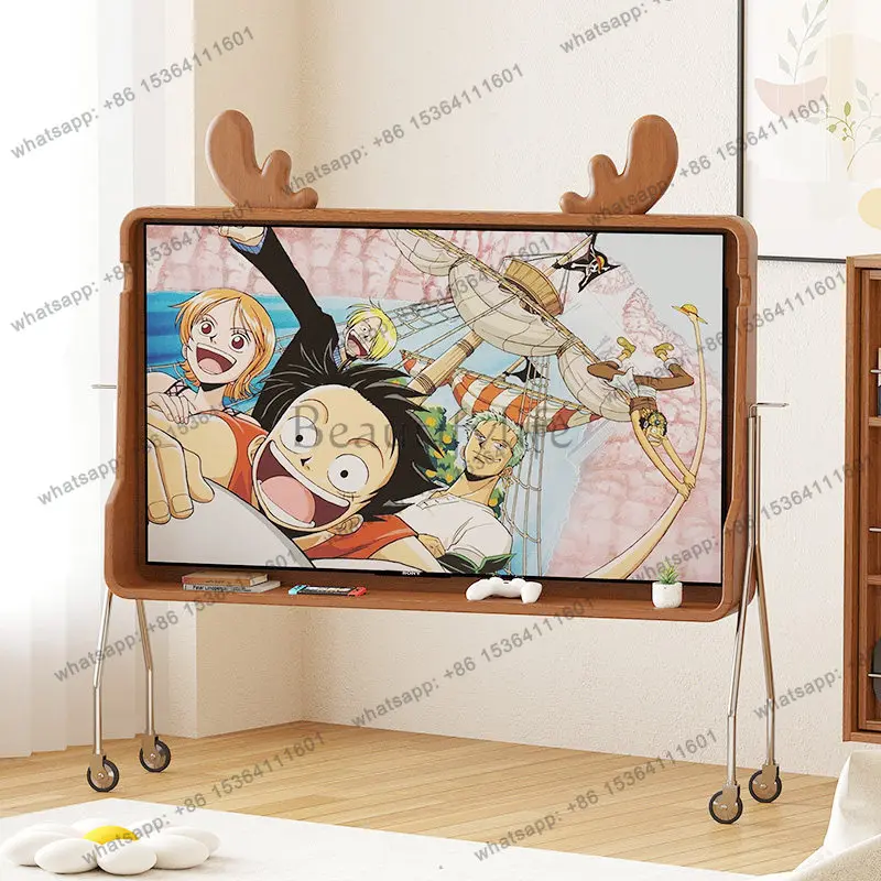 Solid wood medieval removable TV cabinet small apartment TV bracket