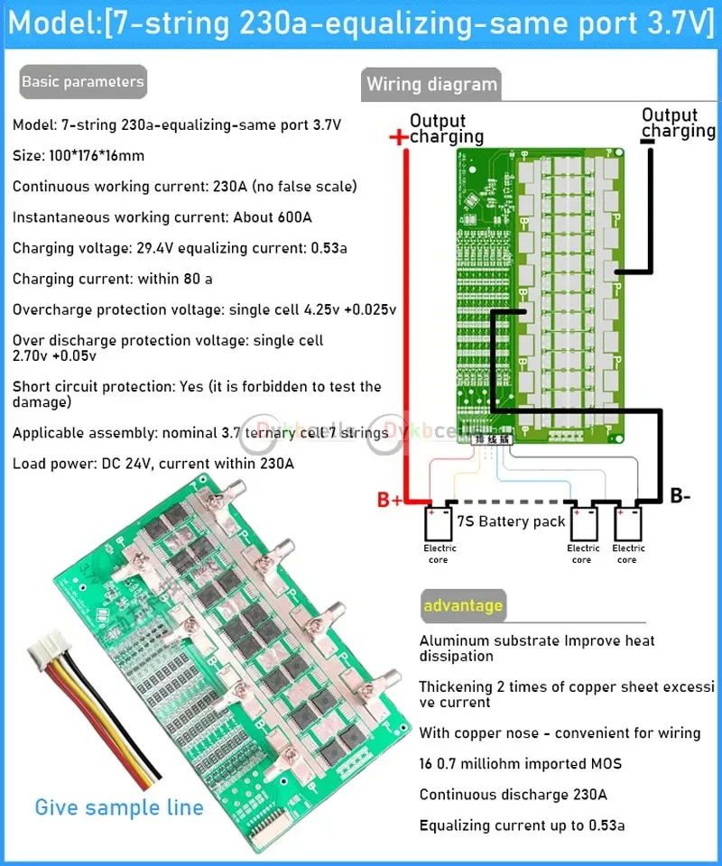 Imagem -04 - Li-ion Lifepo4 Placa de Proteção da Bateria de Lítio Bms Equilíbrio 50a 100a 130a 230a300a Corrente 24v de Armazenamento de Energia rv Power 6s 7s 8s