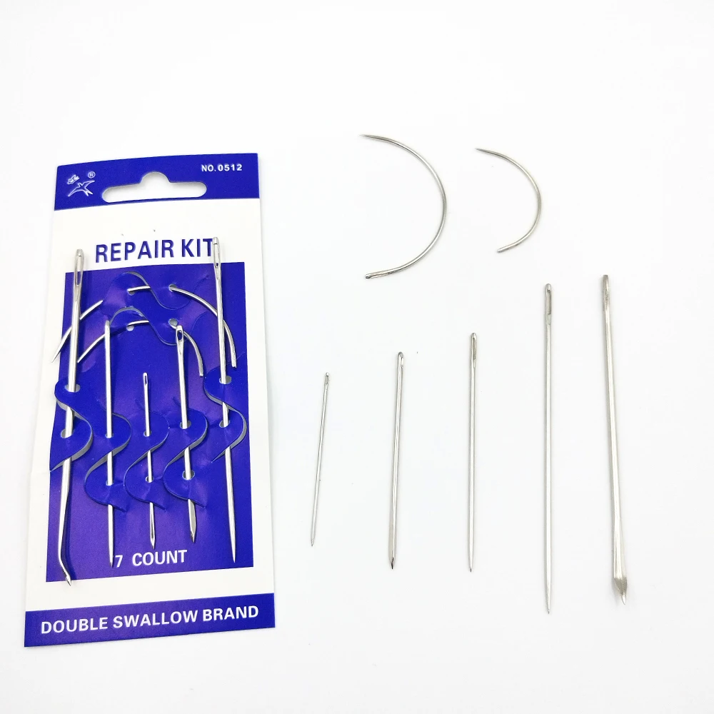 

7Pcs Leather Hand-Sewing Needle Set Round Needle Curved Needle Triangular needle C-Shaped Large-Eye DIY Sewing Needle