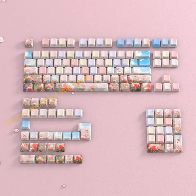 

J60A 134Pcs Keycaps Colored Rose Double Shot Backlit for Mechanical Keyboard Keycap